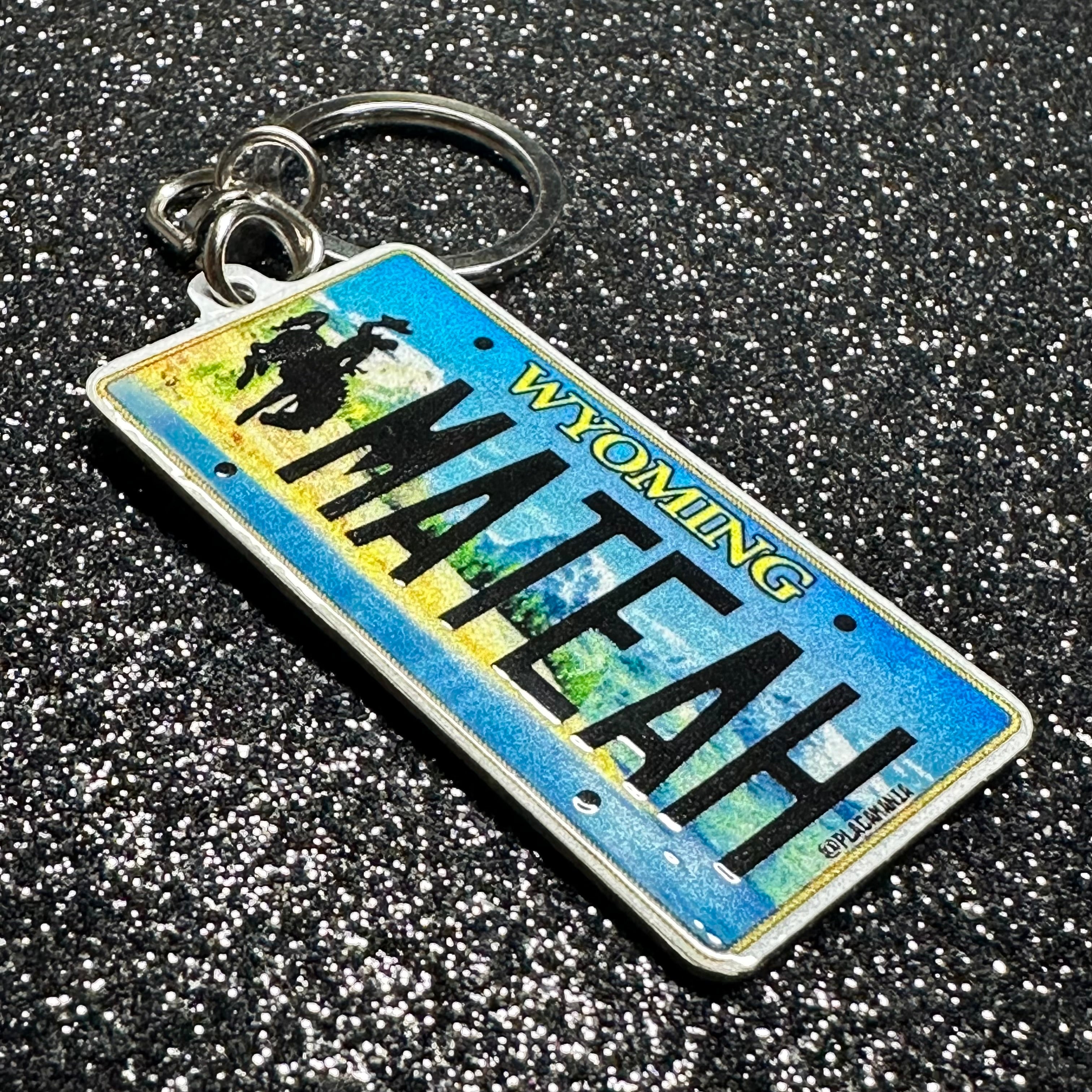 Wyoming License Plate Custom Keychain