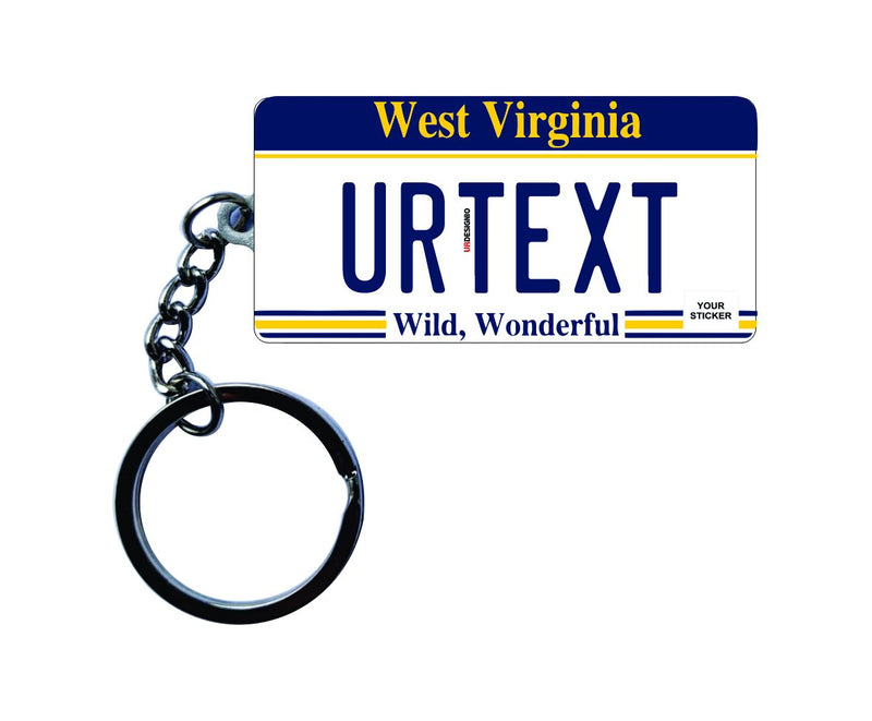 West Virginia License Plate Custom Keychain