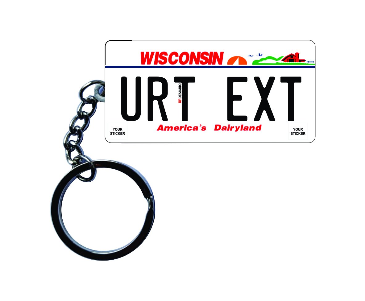 Wisconsin License Plate Custom Keychain
