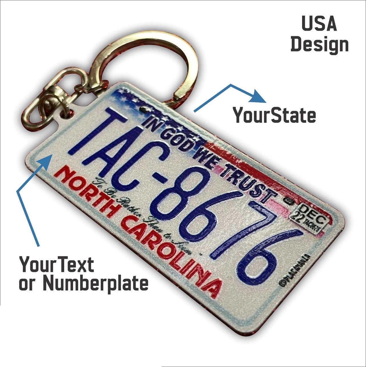 Custom US License Plate Keychain