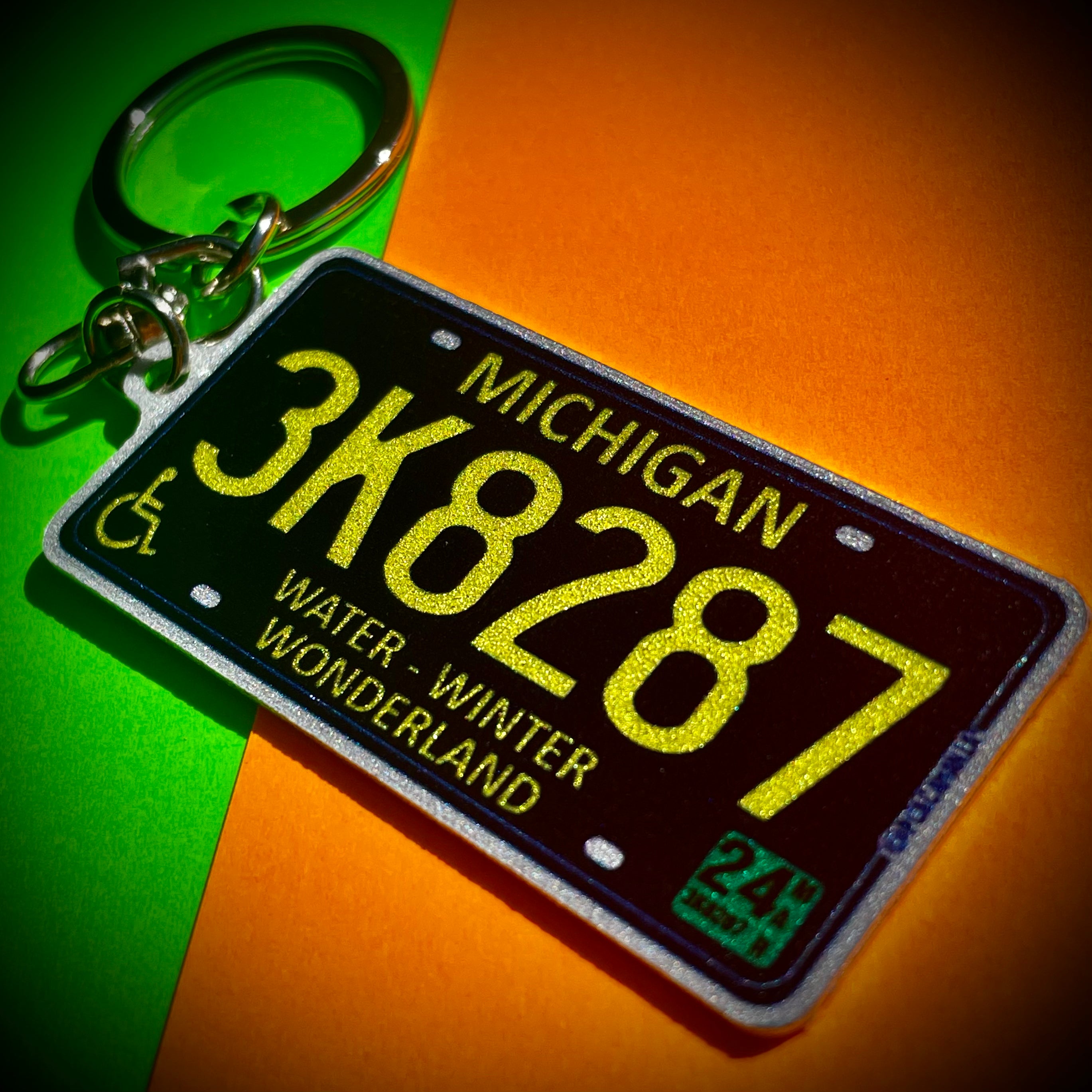 Michigan License Plate Custom Keychain