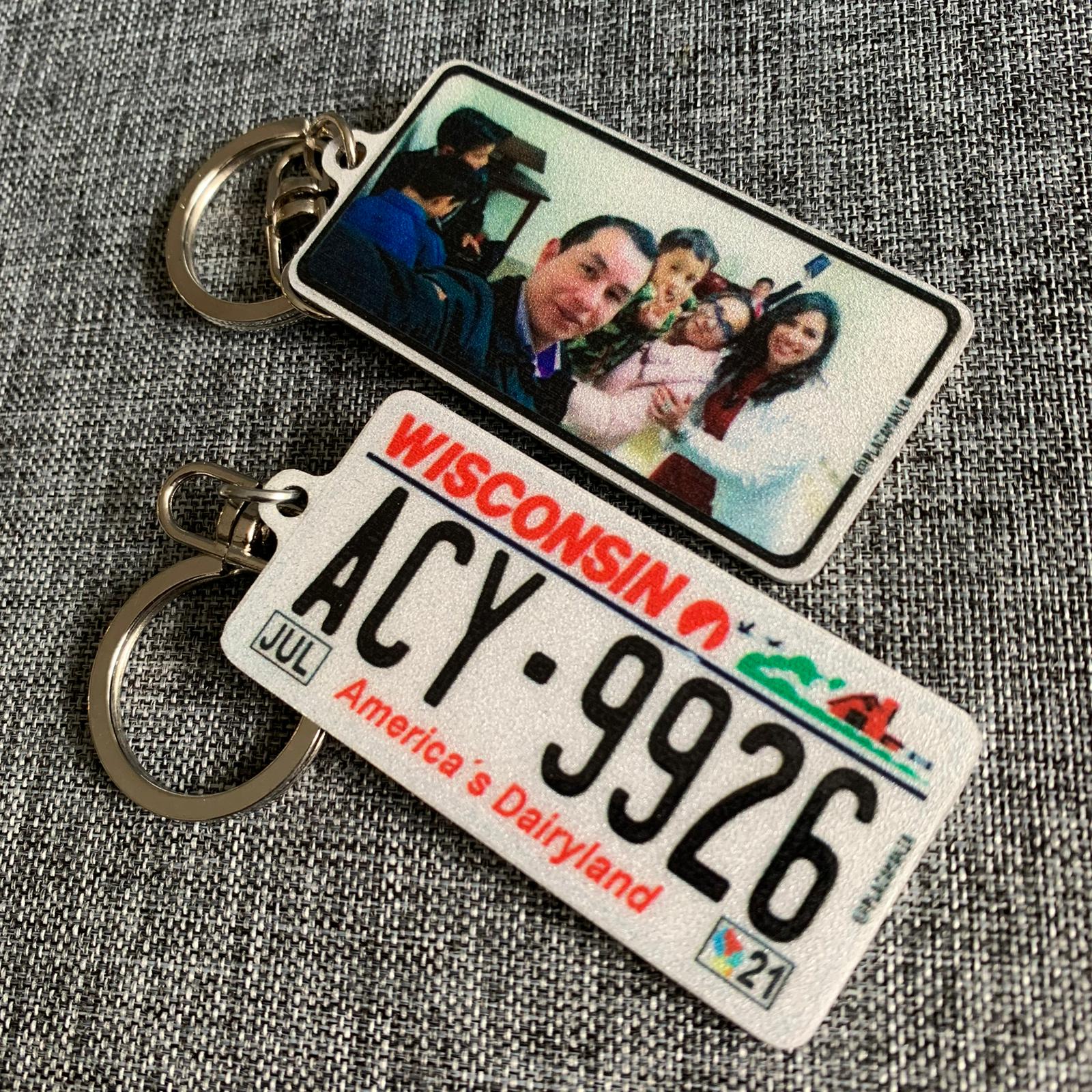 Wisconsin License Plate Custom Keychain