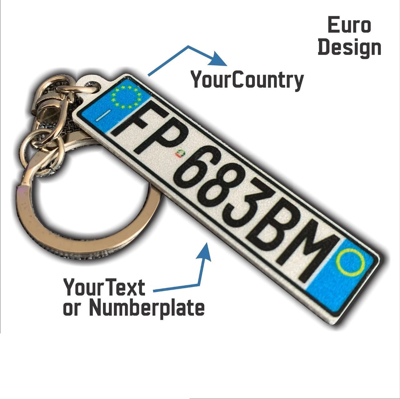 France Euro Plate Keychain