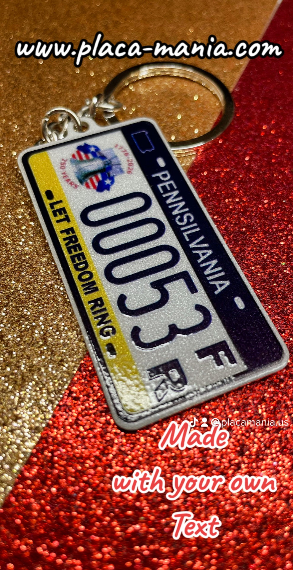 Pennsylvania License Plate Custom Keychain