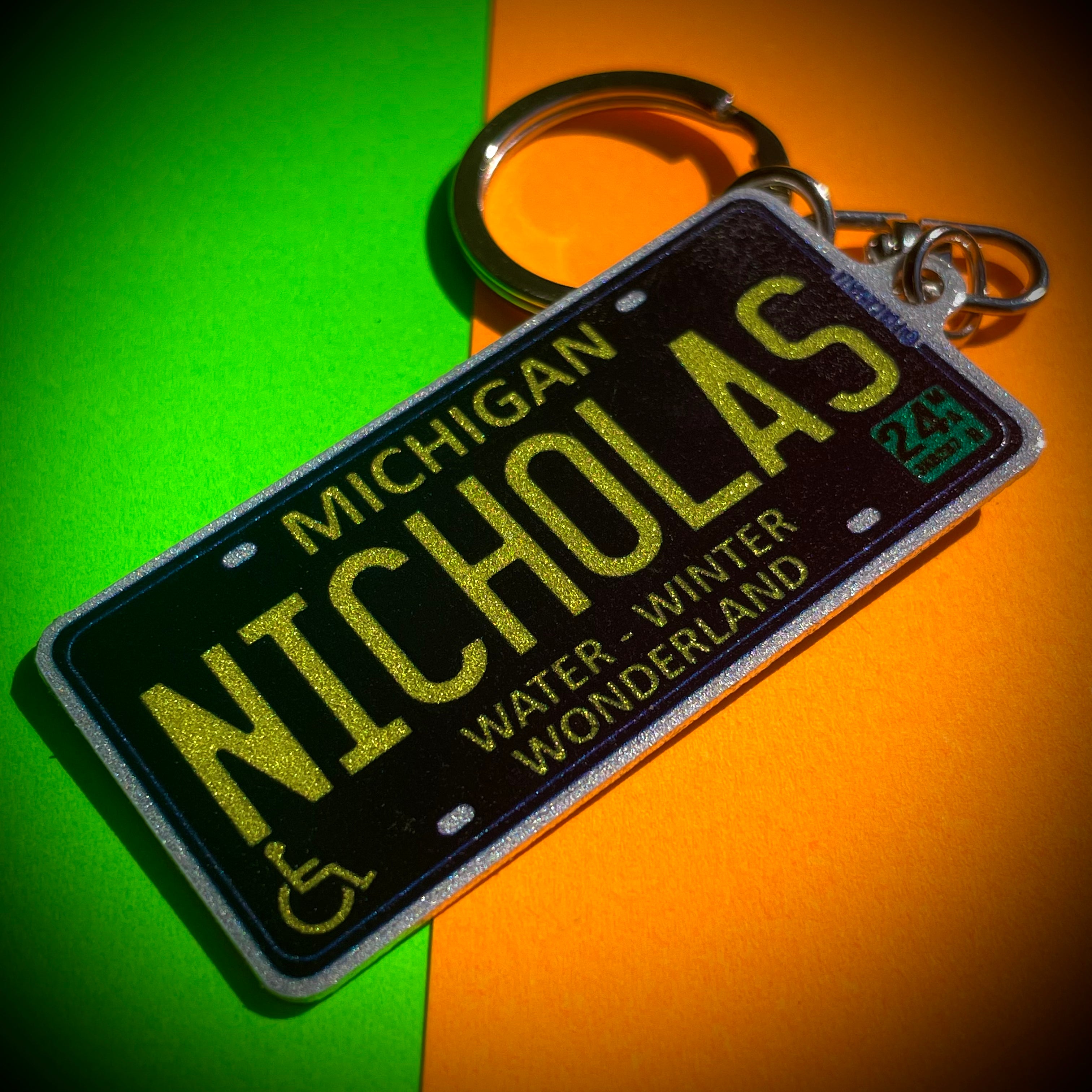 Michigan License Plate Custom Keychain