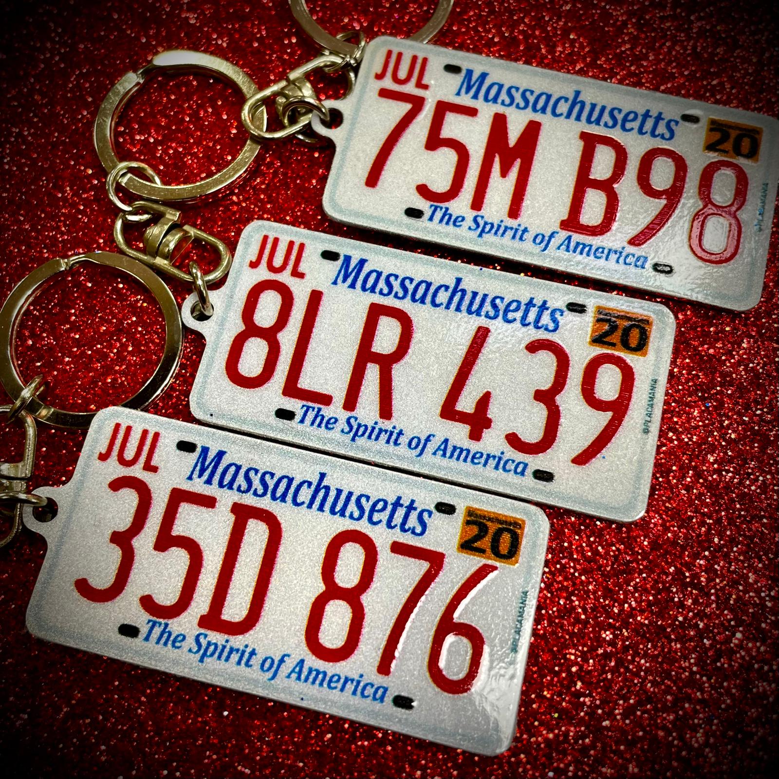 Massachusetts License Plate Custom Keychain
